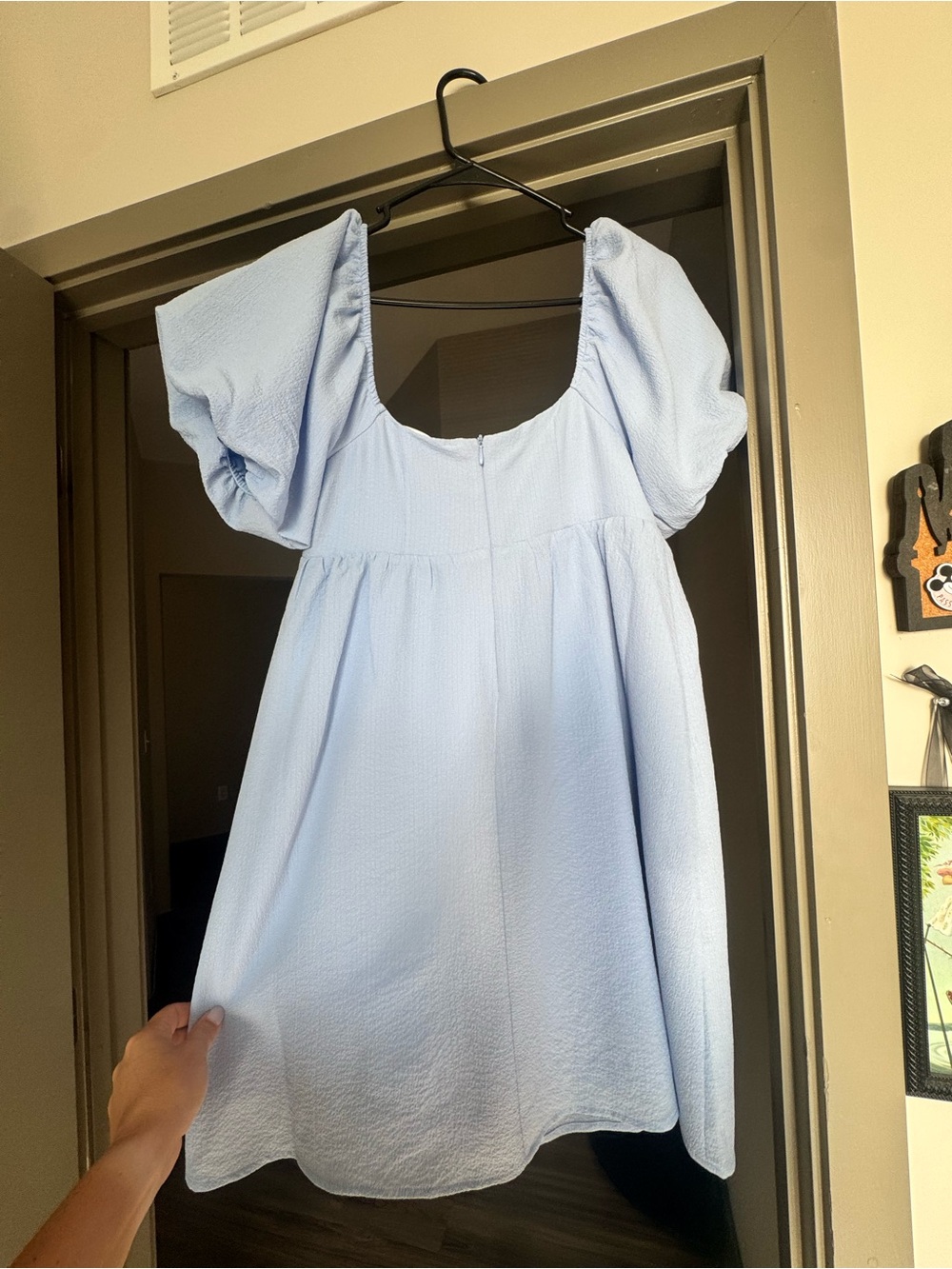 Altar'd State Light Blue Puff Sleeve Mini Dress